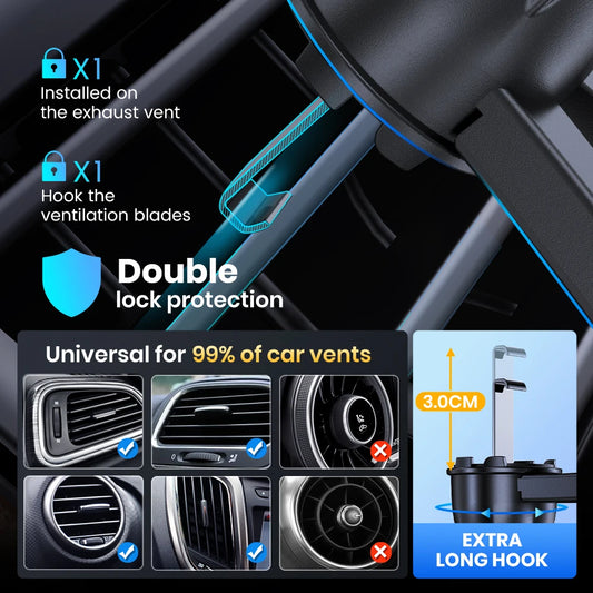Support Téléphone Voiture pour Grille d'Aération - Fixation Sécurisée