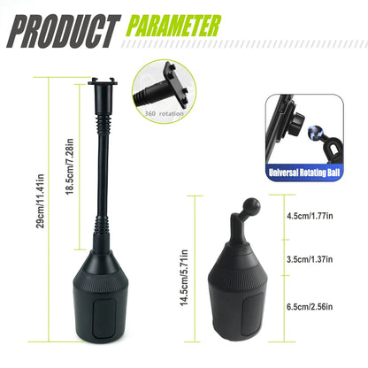 Support Téléphone Voiture 360° - Fixation Porte Gobelet