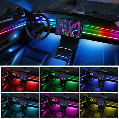 Kit LED RGB Ambiance Intérieure pour Voiture - Bluetooth 18-en-1