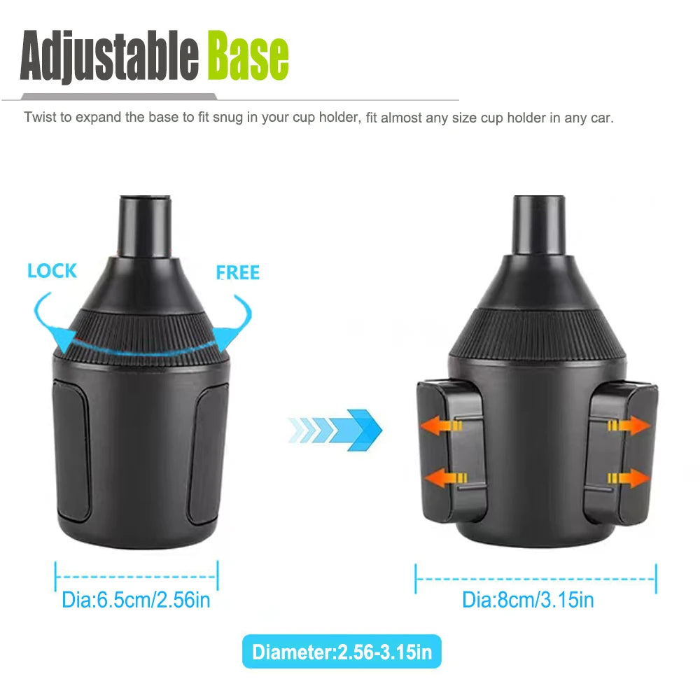 Support Téléphone Voiture 360° - Fixation Porte Gobelet