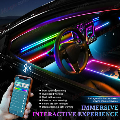 Kit LED RGB Ambiance Intérieure pour Voiture - Bluetooth 18-en-1