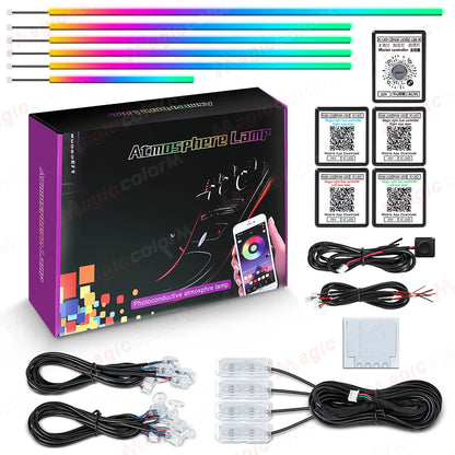 Kit LED RGB Ambiance Intérieure pour Voiture - Bluetooth 18-en-1