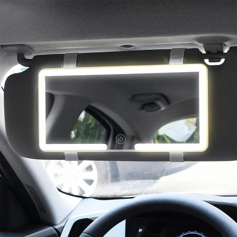 Miroir de Pare-Soleil LED Rechargeable pour Voiture - Eclairage intégré