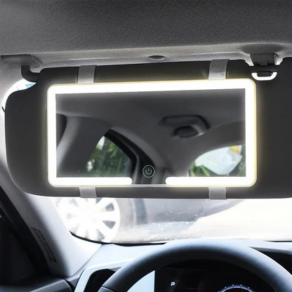 Miroir de Pare-Soleil LED Rechargeable pour Voiture - Eclairage intégré