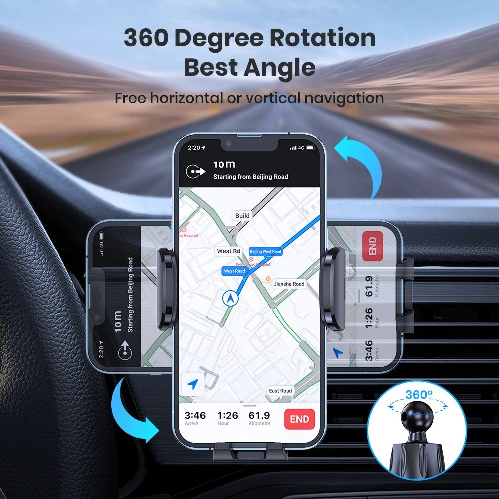 Support Téléphone Voiture pour Grille d'Aération - Fixation Sécurisée