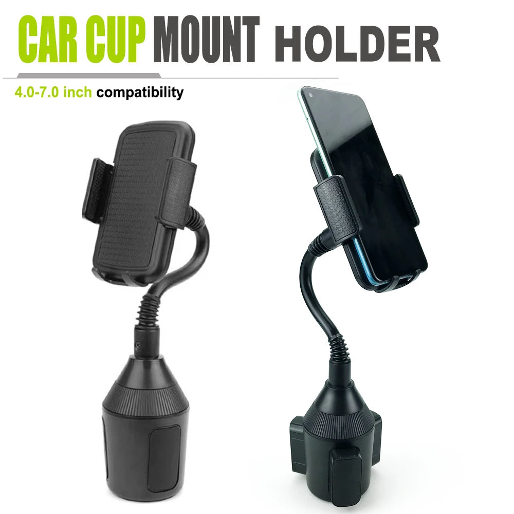 Support Téléphone Voiture 360° - Fixation Porte Gobelet
