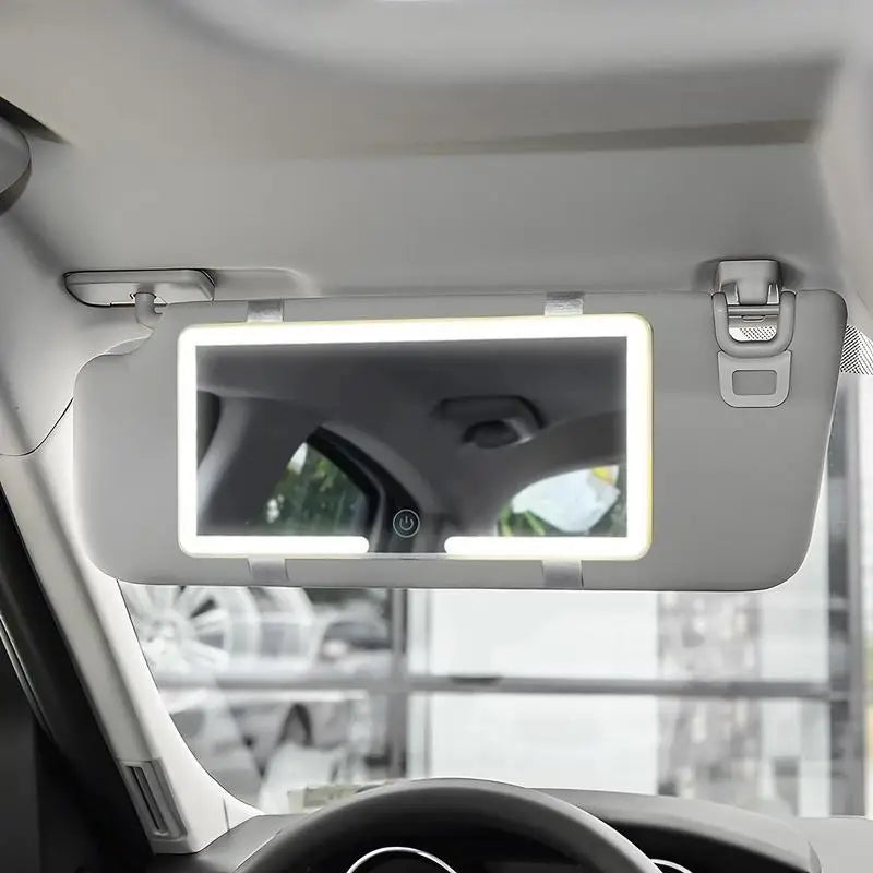 Miroir de Pare-Soleil LED Rechargeable pour Voiture - Eclairage intégré