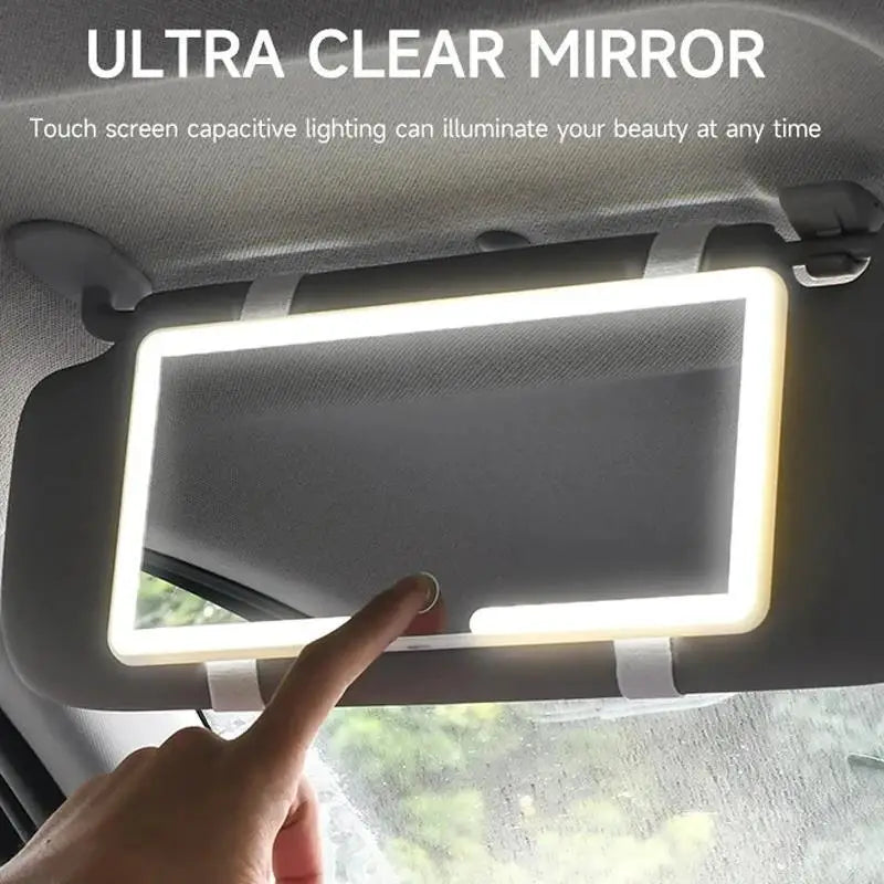 Miroir de Pare-Soleil LED Rechargeable pour Voiture - Eclairage intégré