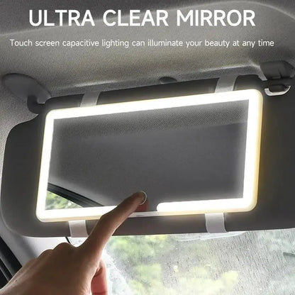 Miroir de Pare-Soleil LED Rechargeable pour Voiture - Eclairage intégré